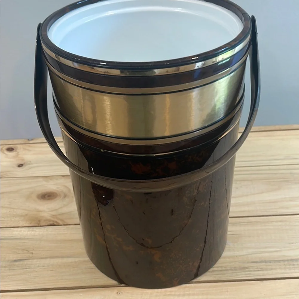 Vintage Brown and Gold Ice Bucket